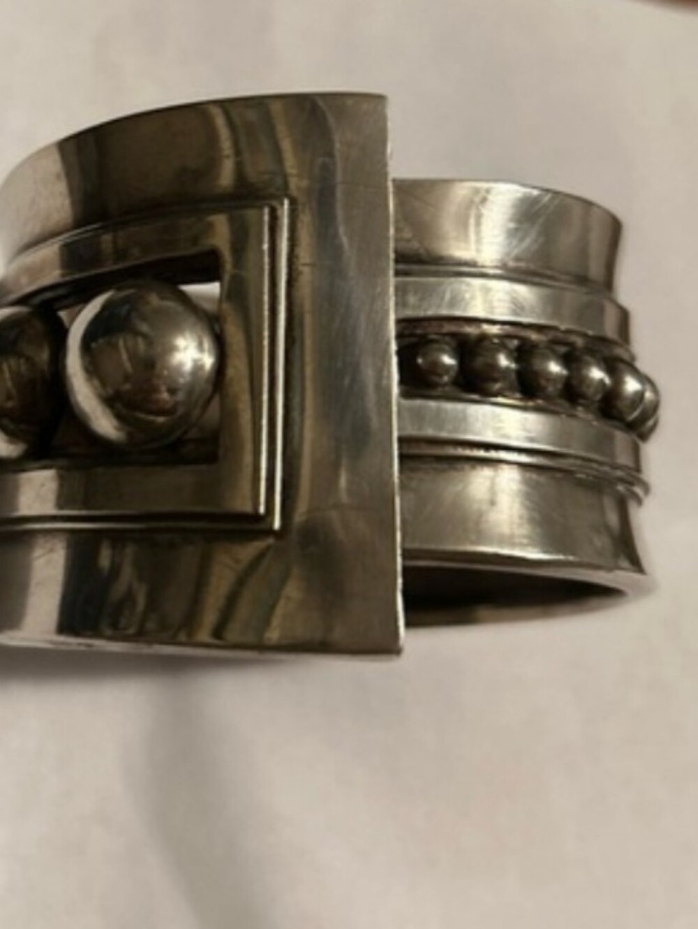 Sterling Silver Repoussé Ribbon Swirl Clamper Bracelet - Silver TAXCO - Picture 4 of 6